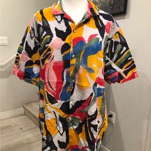 Tropical design polo shirt